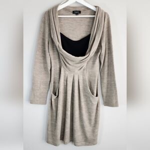 Papillon Blanc Sweater Dress With Pockets And Cowl Neck